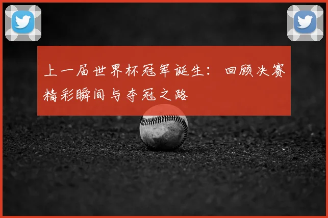 上一届世界杯冠军诞生:回顾决赛精彩瞬间与夺冠之路